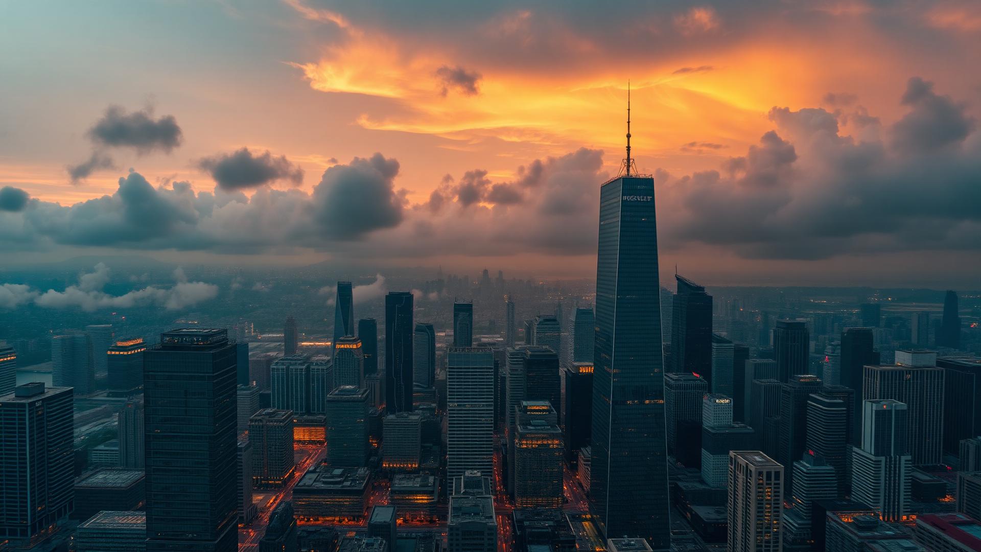 Cityscape skyline at sunset representing business valuation and growth